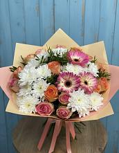 Букет цветов из:  Розы, Герберы и Хризантемы в Балабаново