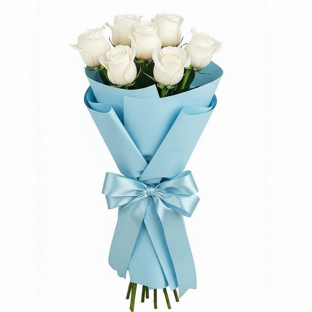 Букет 7 белых роз Проуд в Балабаново