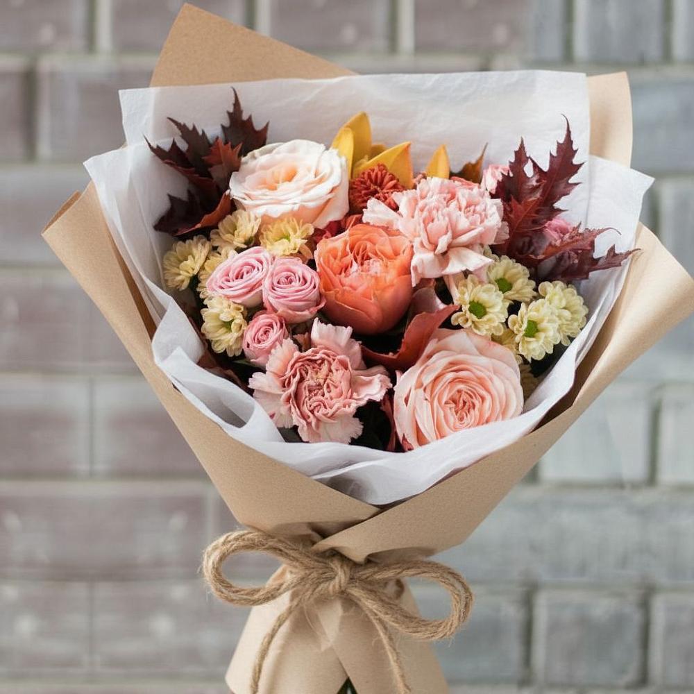 Букет цветов из: Гвоздики, Хризантемы и Розы в Балабаново