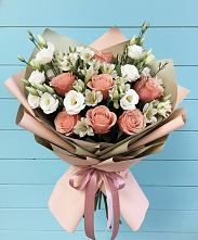 Букет цветов из:  Розы, Альстромерии и Лизиантусы в Балабаново