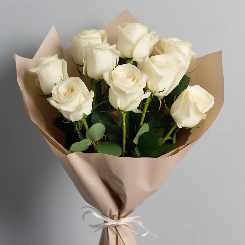 Букет 9 Белых роз Эдлесс Лав в Балабаново