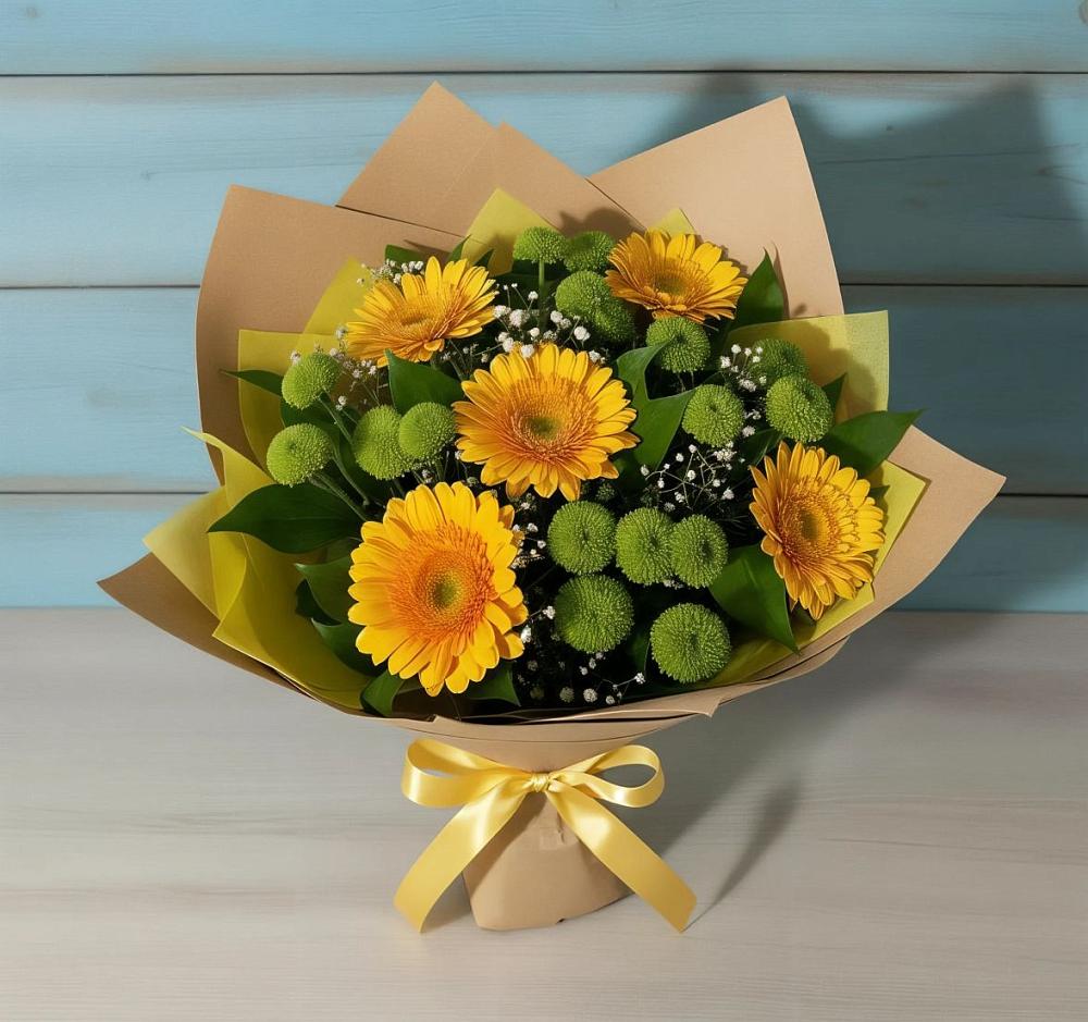 Букет цветов из: Герберы и Хризантемы в Балабаново
