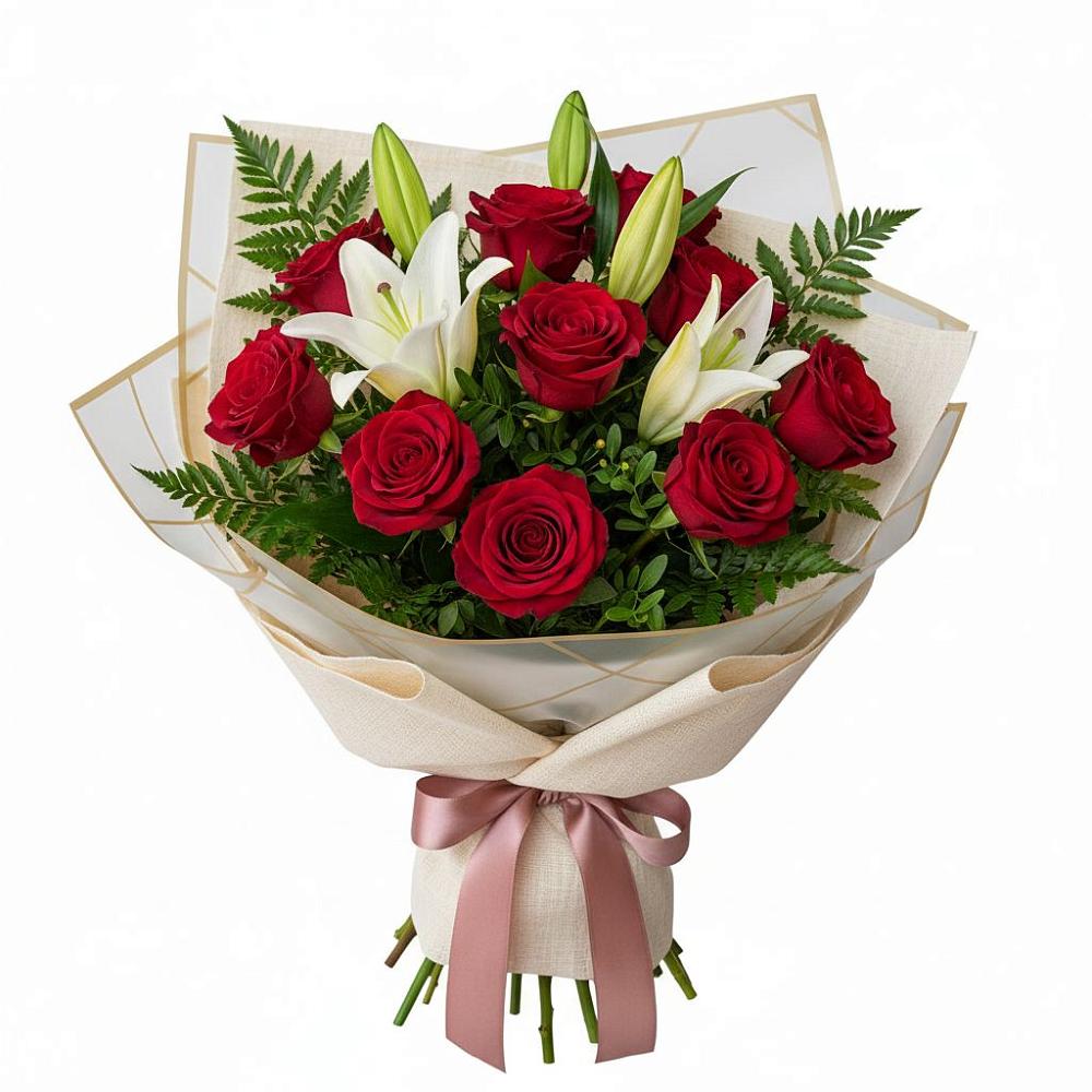 Букет цветов из: Лилии и Розы в Балабаново