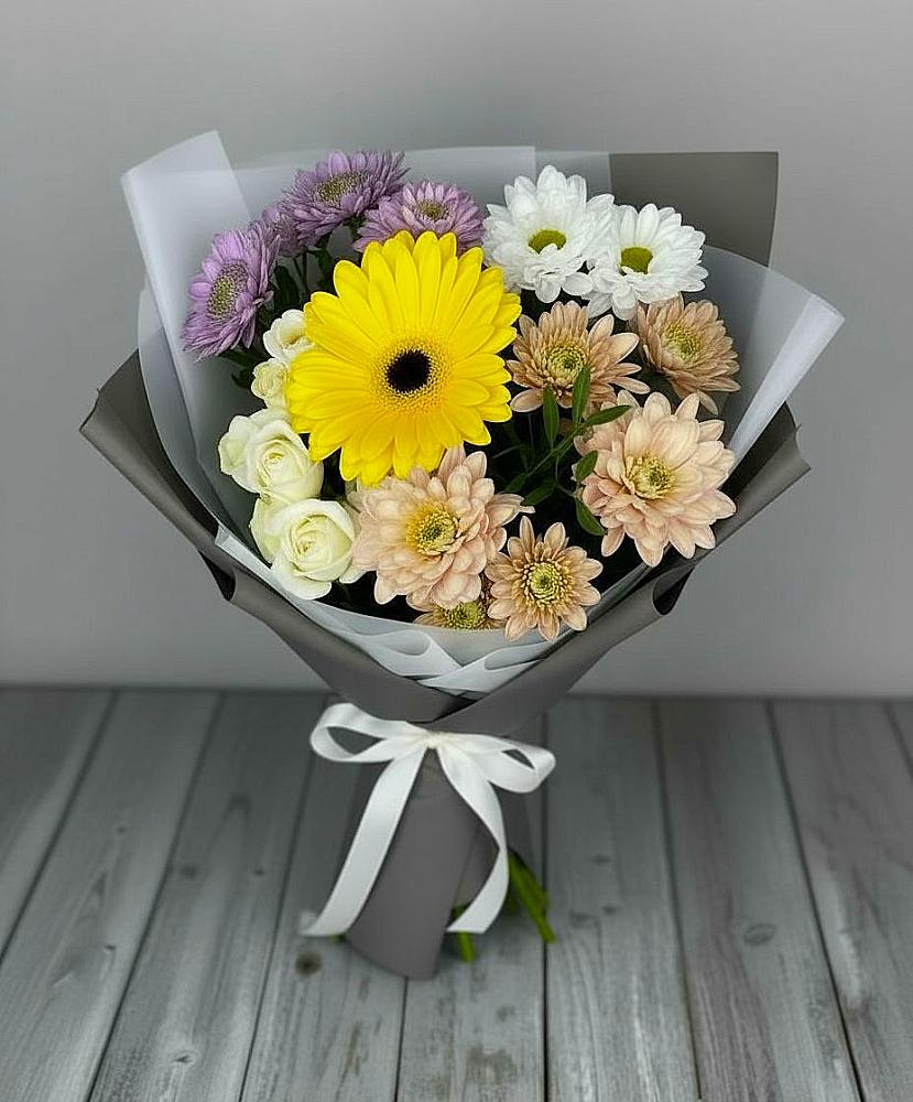 Букет цветов из: Розы, Герберы и Хризантемы в Балабаново