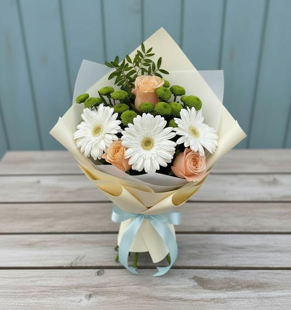 Букет цветов из: Герберы, Розы и Хризантемы в Балабаново