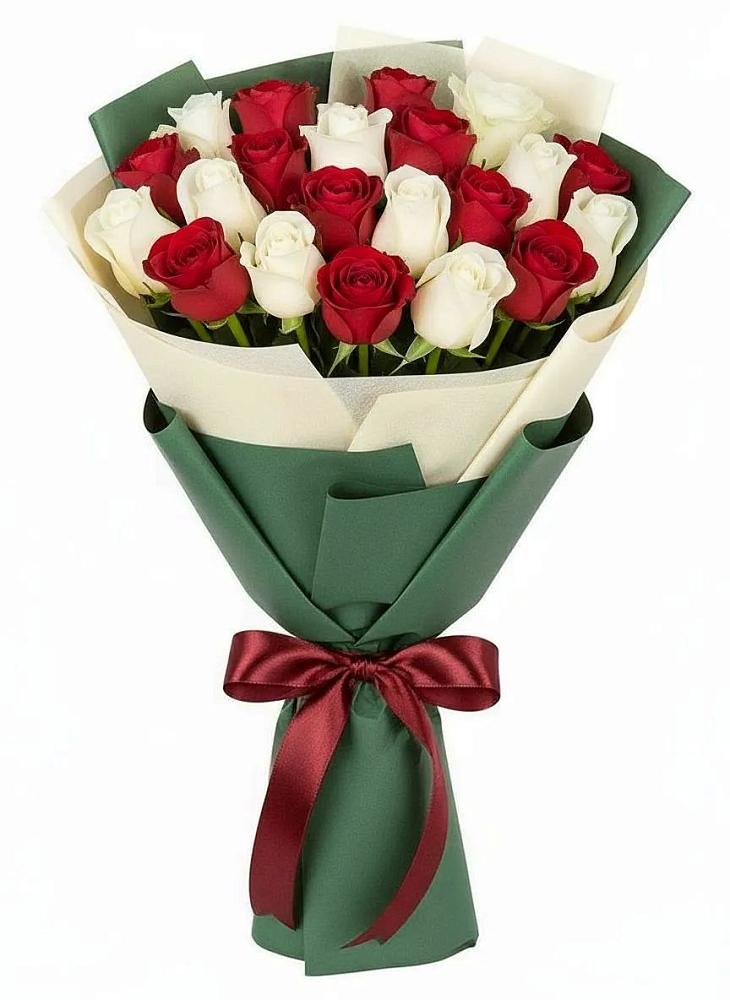 Букет Микс из красных и белых роз в Балабаново