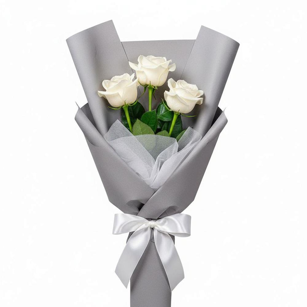 Букет 3 белые розы в Балабаново