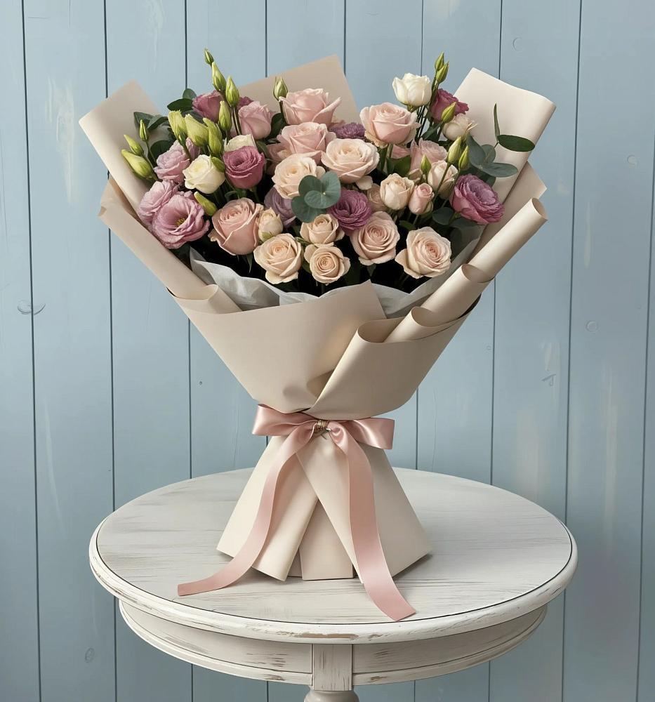 Букет цветов из: Розы и Лизиантусы в Балабаново