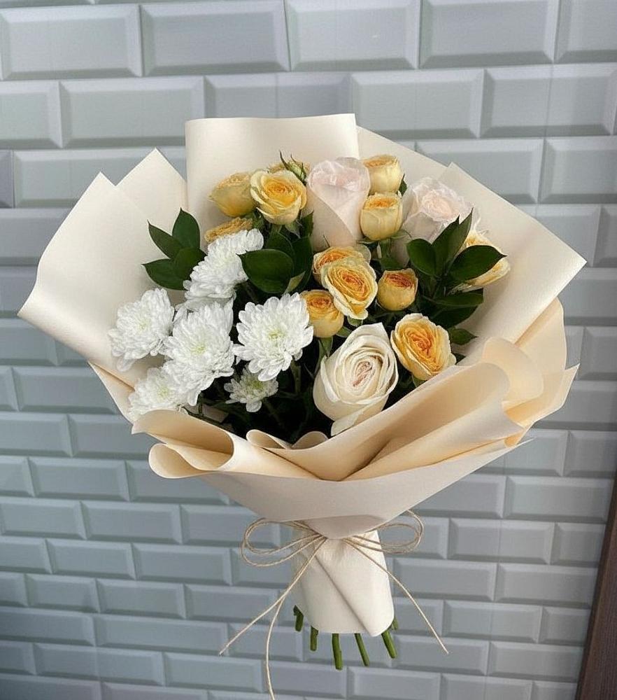 Букет цветов из: Розы и Хризантемы в Балабаново