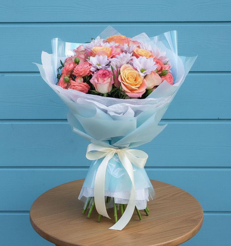 Букет цветов из: Хризантемы и Розы в Балабаново